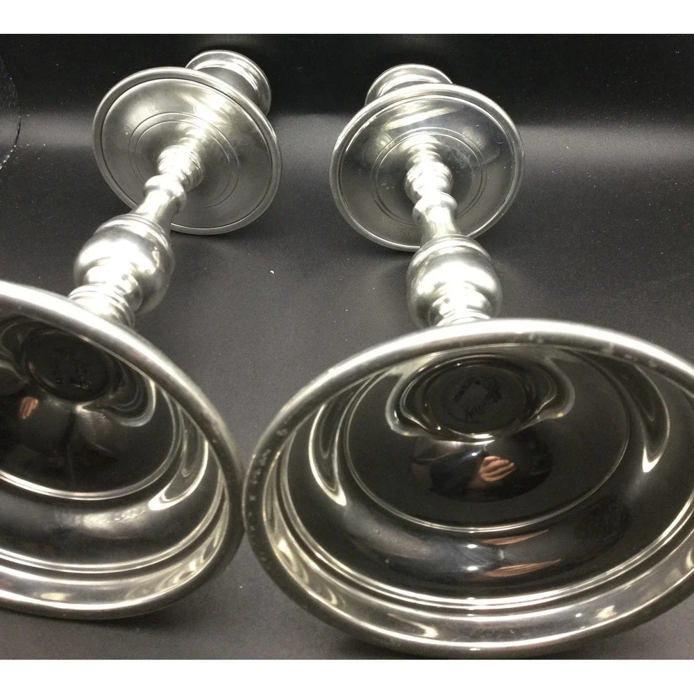 Vintage Shirley metal Candlestick Pair Hand Made USA Height 8